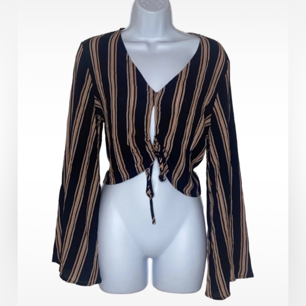 Black and brown striped crop top Large